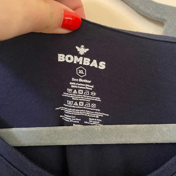 BOMBAS MENS MIDNIGHT NAVY BLUE V-NECK PIMA COTTON T-SHIRT SIZE XL - Picture 3 of 4